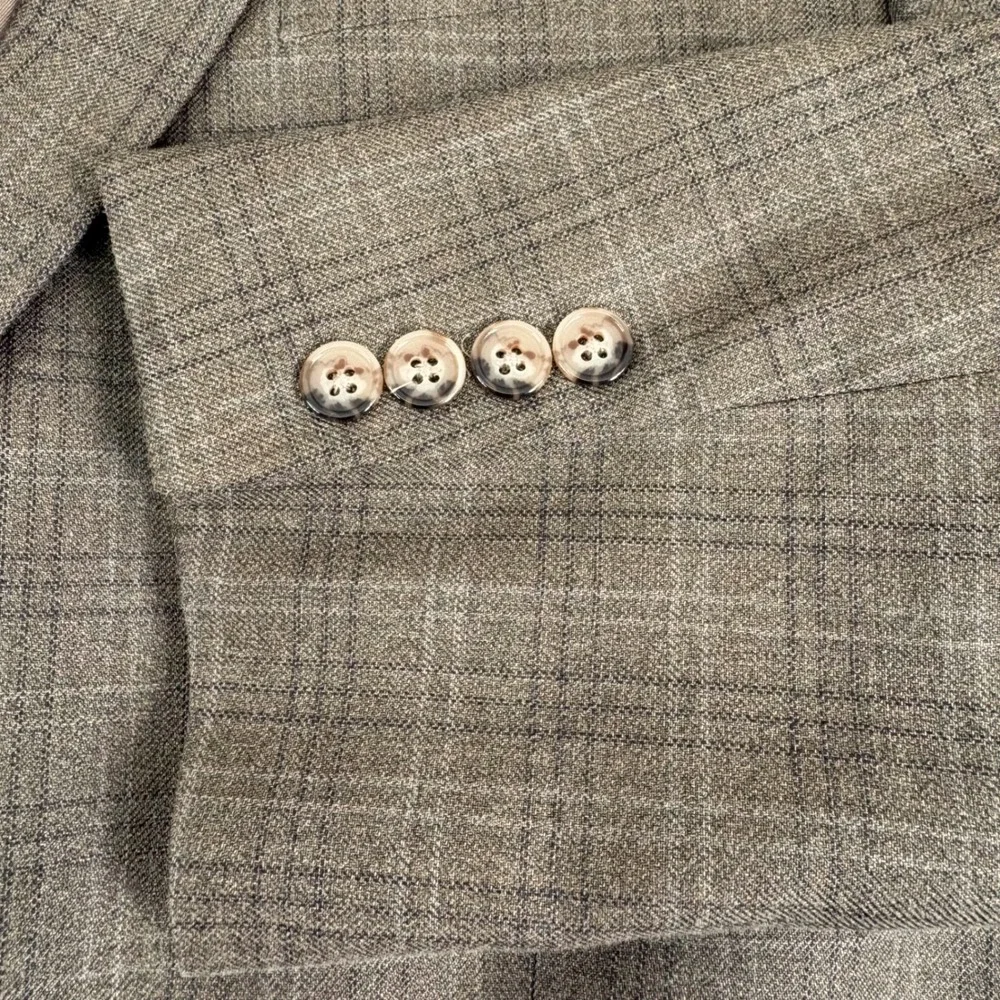 LAUREN Ralph Lauren Men's 42R Beige‎ Plaid Silk Wool Blazer Sport Coat Jacket